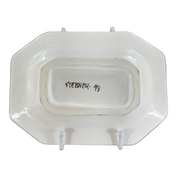 1998 Pottery Dish Tray Artist Signed Stebner Hand Painted Porcelain Sheep VTG - Picture 2 of 10